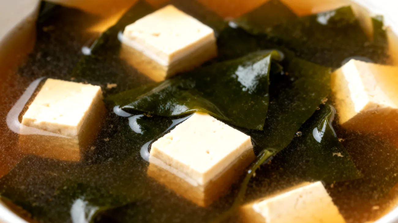 Zuppa di miso con alghe wakame e tofu"